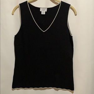 LOFT KNIT TANK BLK/WHITE PIPING SZ M CASUAL/CAREER